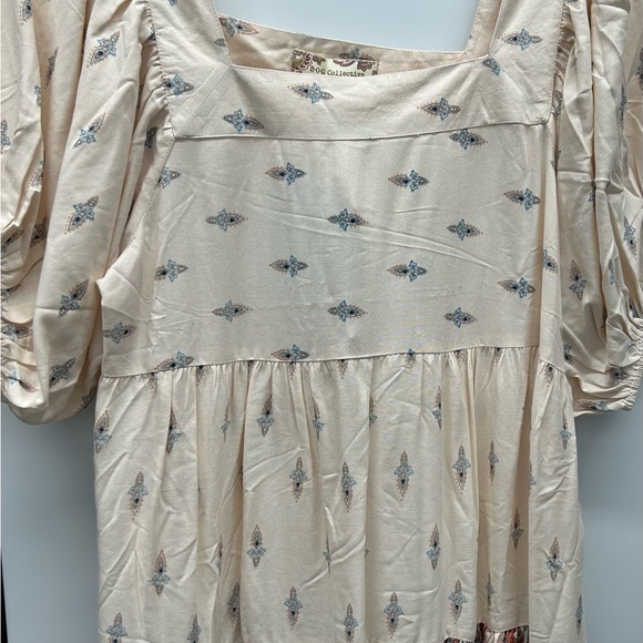 BOG COLLECTIVE NWT Boho mini dress puff sleeves SZ: S - Picture 7 of 7
